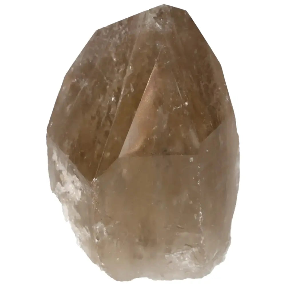 Polished Smoky Quartz Point crystal, showcasing natural beauty and grounding energy; a premium piece from Sylvia Crystals, protective qualities.