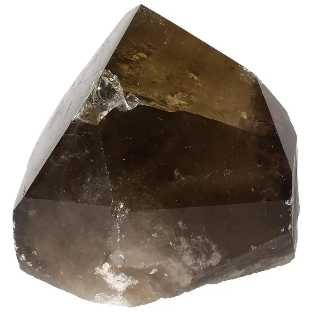 Polished Smoky Quartz Point crystal from Sylvia Crystals, known for grounding and protective healing properties.