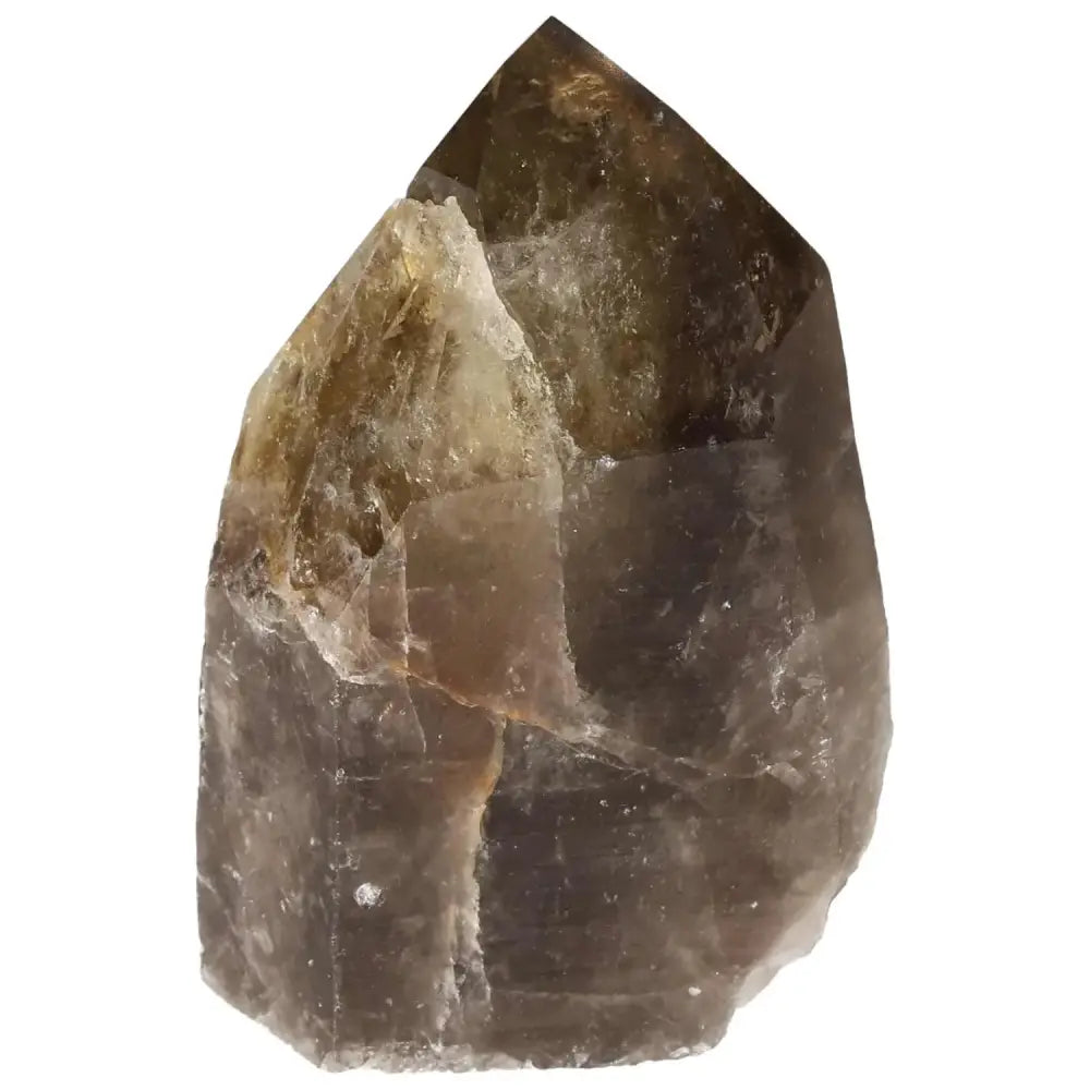 Polished Smoky Quartz Point from Sylvia Crystals, elegant finish for grounding energy and protection, handpicked premium crystal.