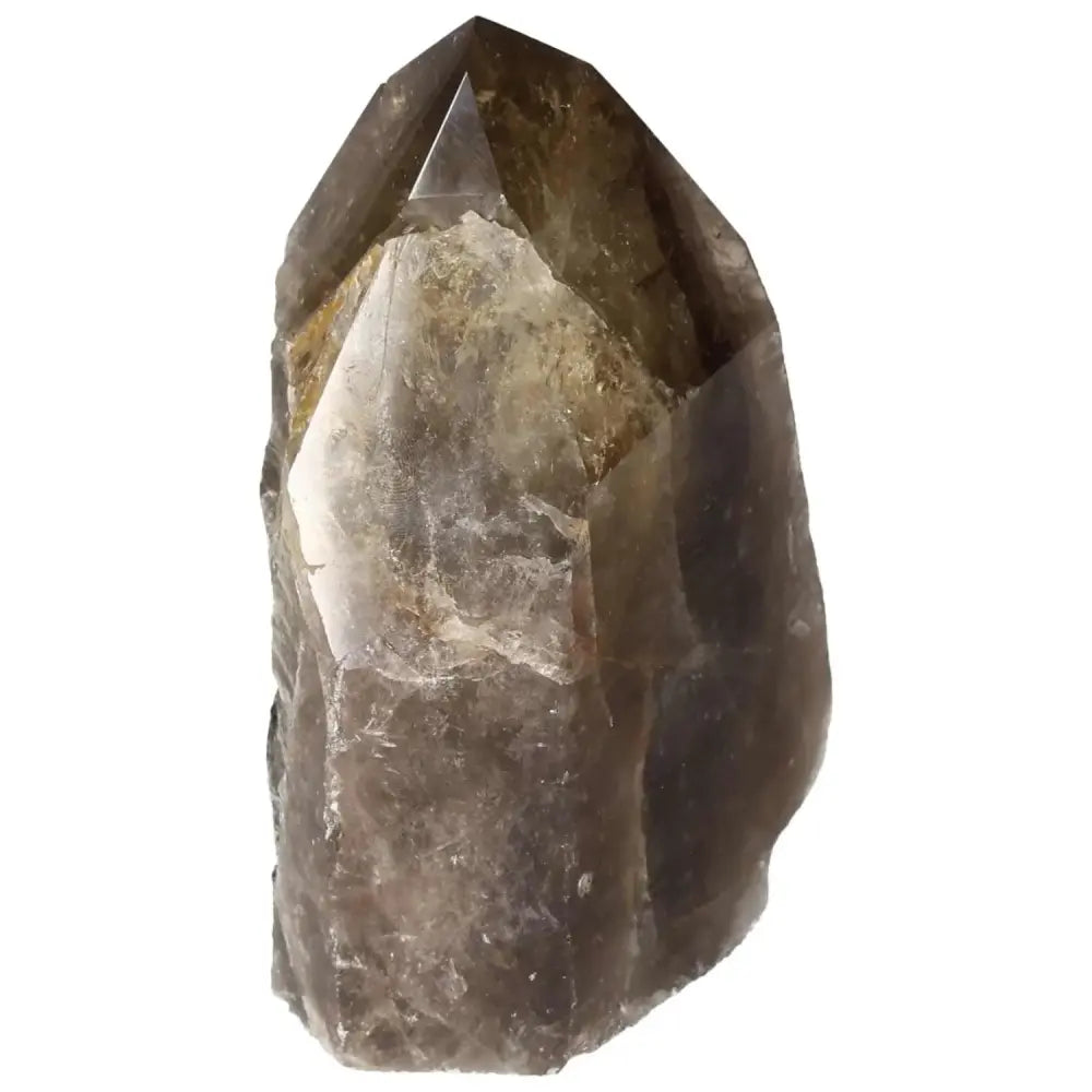Polished Smoky Quartz Point from Sylvia Crystals showcasing elegant finish for grounding energy and protection.