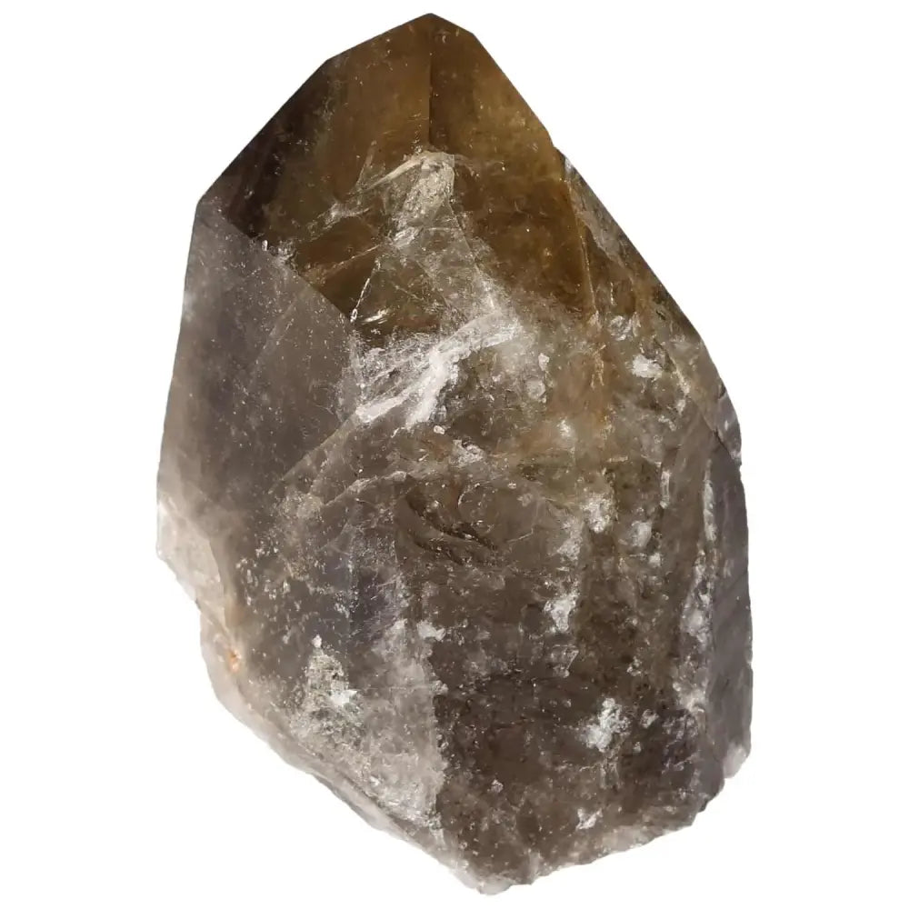 Polished Smoky Quartz Point from Sylvia Crystals, showcasing its smooth finish, known for grounding energy and protection against negativity.