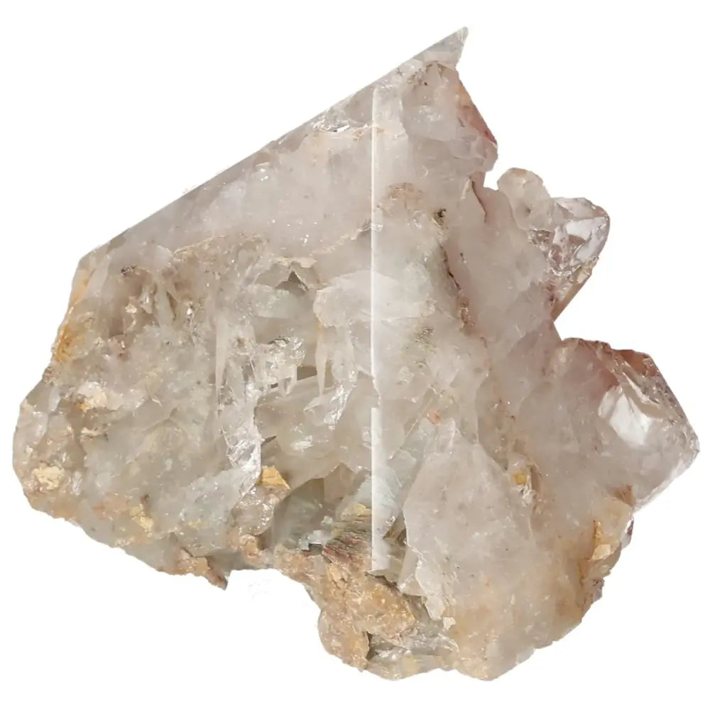 Raw crystal rock with intricate textures and natural formations, showcasing a rough, earthy appearance.