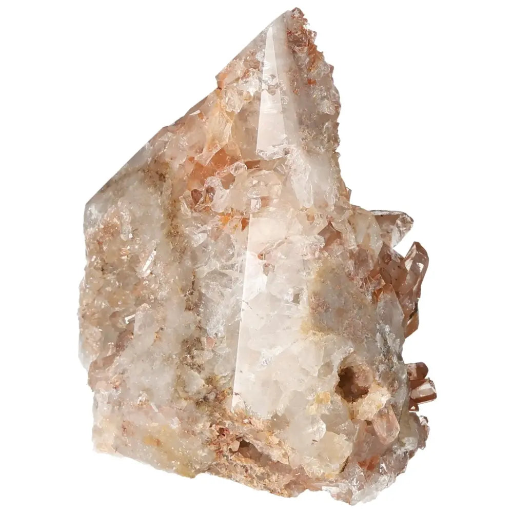 Polished Tangerine Quartz Point gemstone from Sylvia Crystals, showcasing vibrant tangerine hues for creativity and transformation.