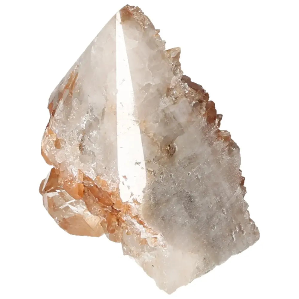 Polished Tangerine Quartz Point gemstone with vibrant hue and polished finish from Sylvia Crystals, ideal for spiritual decor.