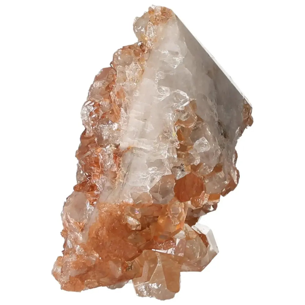 Polished Tangerine Quartz Point from Sylvia Crystals with vibrant hue and polished finish, premium quality gemstone.