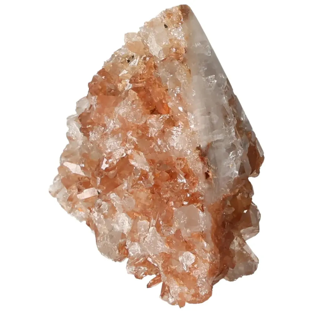 Polished Tangerine Quartz Point from Sylvia Crystals with a vibrant hue and flawless polish for elegance and spiritual allure.