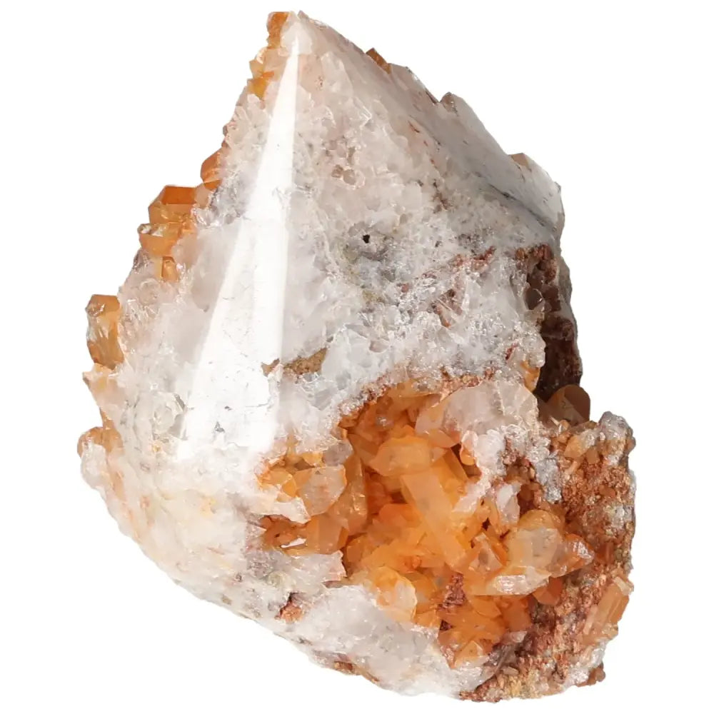 Polished Tangerine Quartz Point with a lustrous surface and vibrant color, perfect for decor or spiritual enhancement.