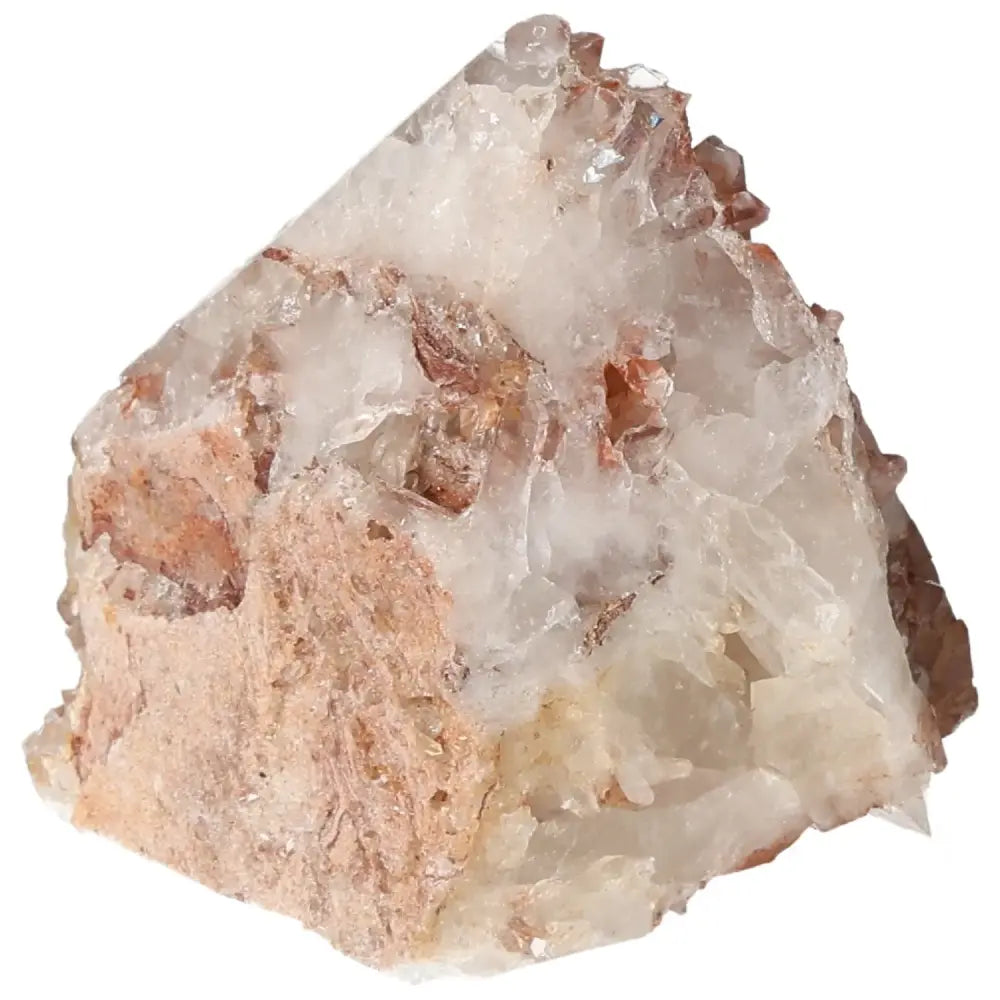 Raw pink and white quartz crystal specimen showcasing natural texture and intricate mineral formation, ideal for collectors and geology enthusiasts.