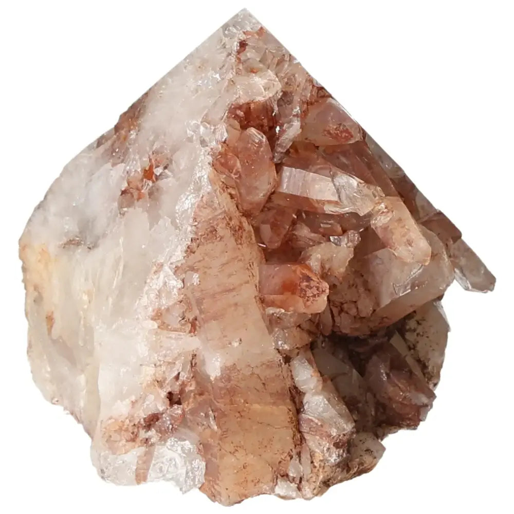 Alt Tag: Polished Tangerine Quartz Point from Sylvia Crystals with a radiant hue, symbolizing luxury and spiritual harmony.