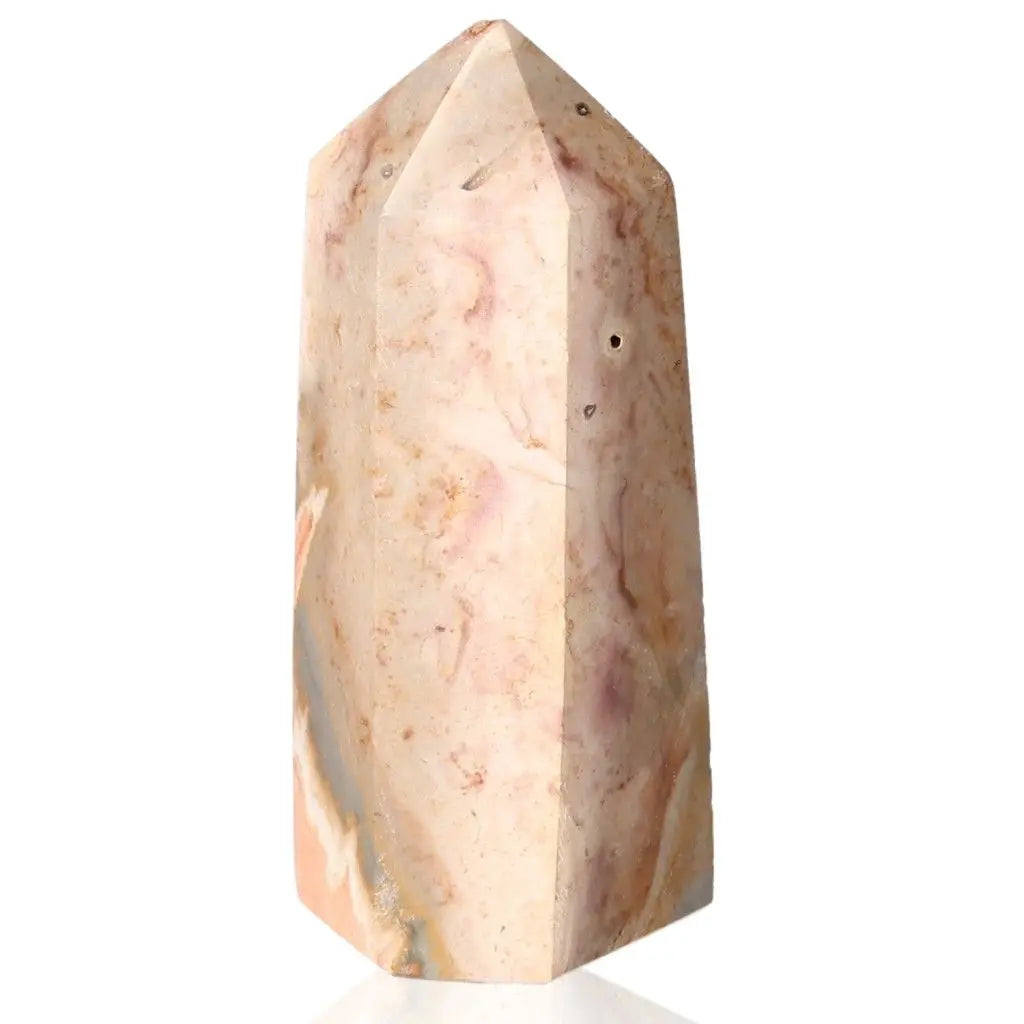 Polychrome Jasper Tower displaying its natural blend of reds, oranges, and yellows, highlighting its artistic desert-inspired colors.