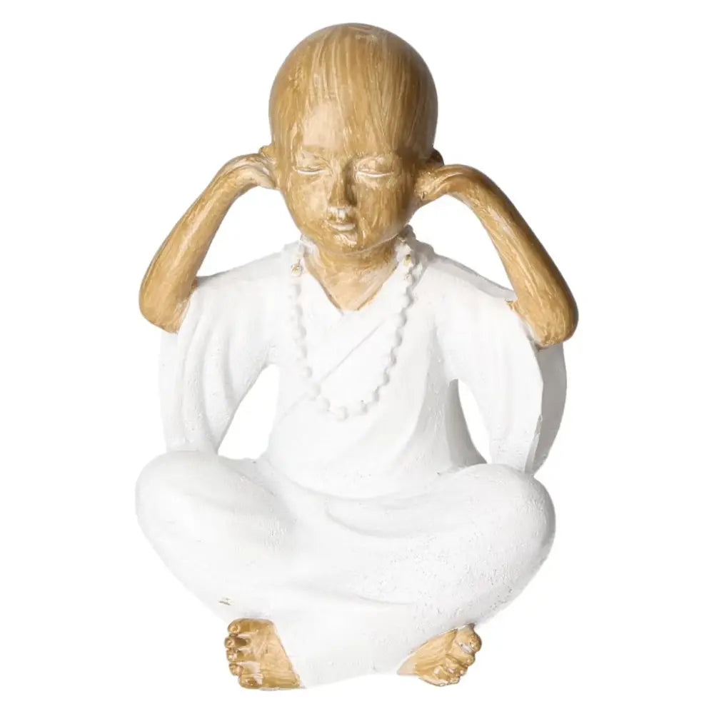 Polyresin monk figurine with serene pose from Sylvia Crystals, embodying spiritual elegance and contemporary design.
