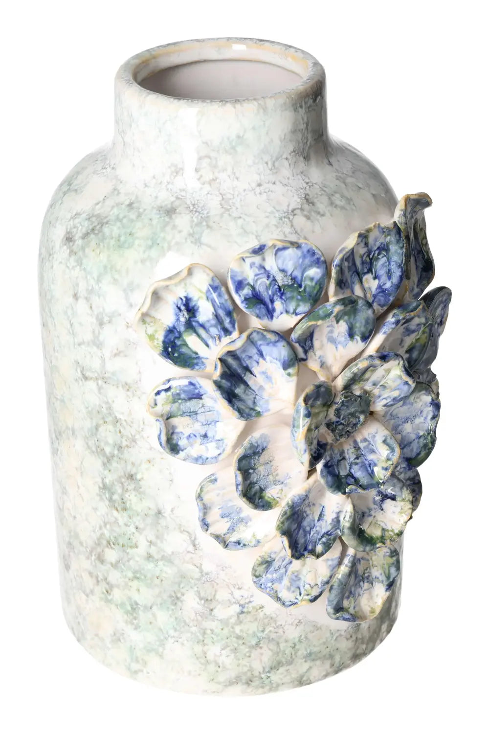 Elegant Porcelain Style Vase 16x13x23 with Floral Accents by Sylvia Crystals, Embracing Conscious Luxury and Timeless Elegance
