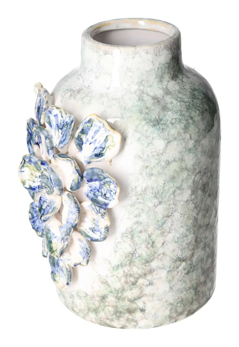 Porcelein Style Vase 16x13x23 with blue floral accents, showcasing Sylvia Crystals' luxury and elegance in home decor.