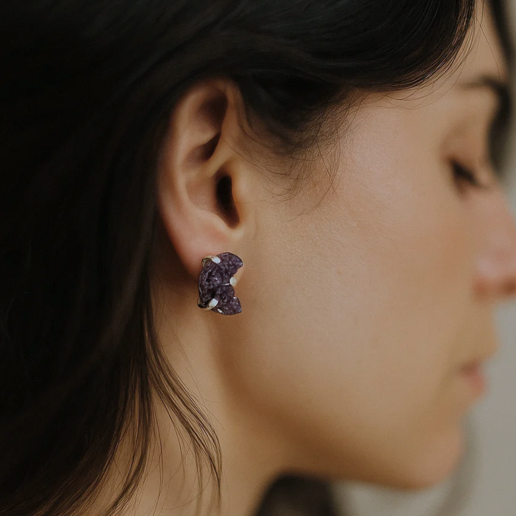 Amethyst Moon Cluster Claw Earrings Silver 604550 P30