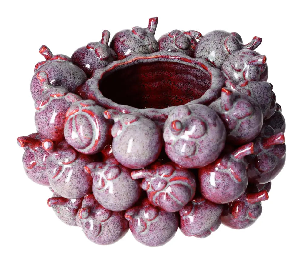 Purple Earthware Flower Pot with textured design, crafted by Sylvia Crystals, offering a touch of nature and elegance for home decor.