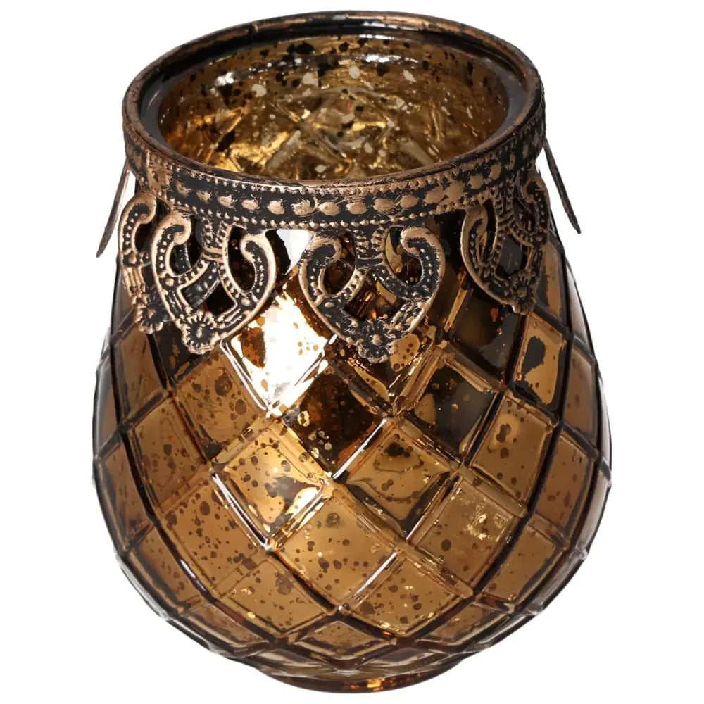 Purple Lantern with Metal Rim by Sylvia Crystals, featuring luxurious design and elegant purple hue for tranquil ambiance.