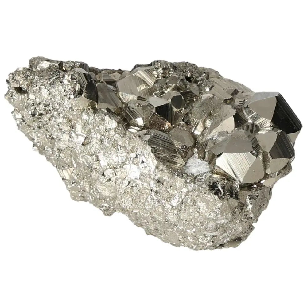 Superior quality pyrite cluster with natural geometric formations and metallic luster, sourced from premium deposits.