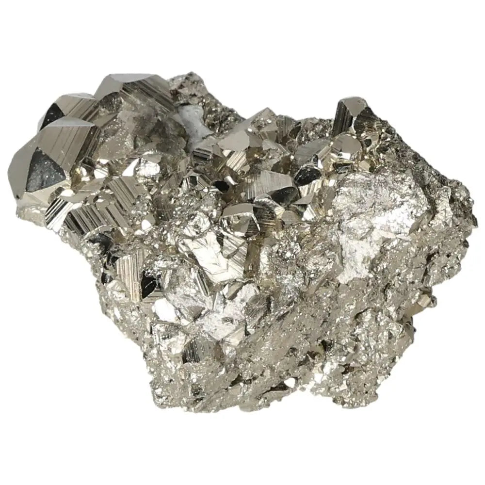 Superior quality pyrite cluster with natural cubic formations and metallic luster, showcasing geometric brilliance in natural form.