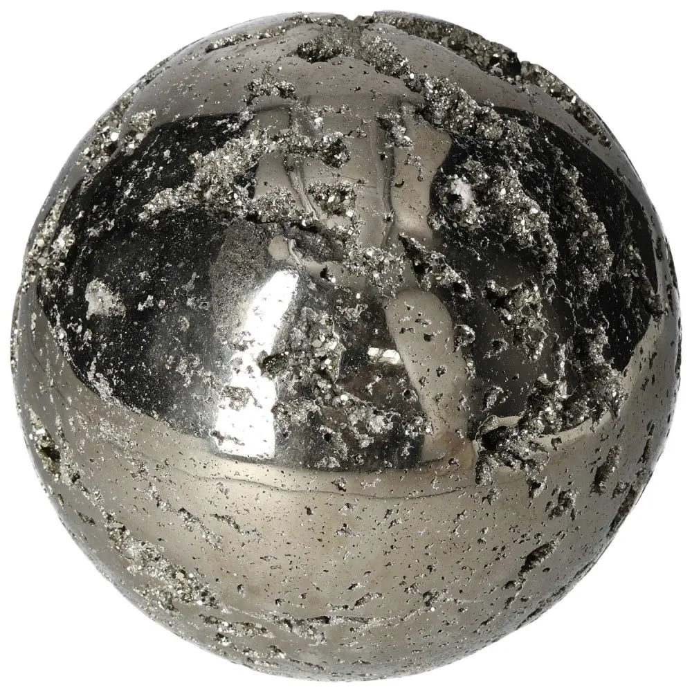 Polished Pyrite Sphere 18 cm with radiant golden luster, showcasing grounding energy and expert craftsmanship.
