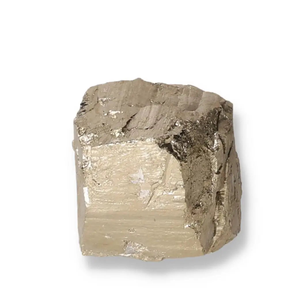 Close-up of pyrite crystal, known as Fool's Gold, showcasing its metallic luster and golden hue, symbolizing abundance and wealth.