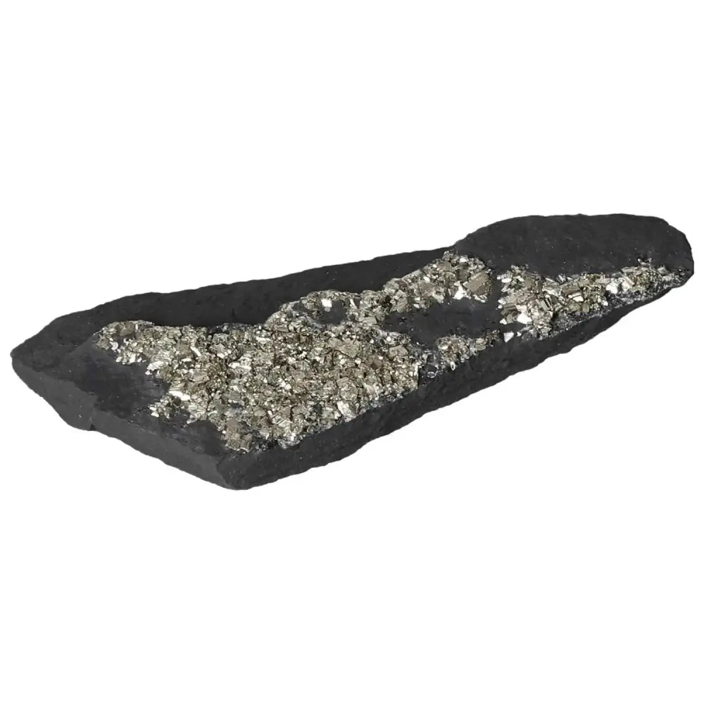 Pyrite with Basalt crystal, showcasing shimmering pyrite embedded in dark basalt, ideal for mental clarity and courage from Sylvia Crystals.