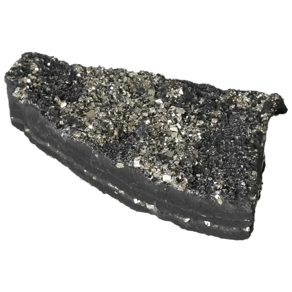 "Premium Pyrite with Basalt crystal by Sylvia Crystals, showcasing luxury and natural beauty for creativity and spiritual connection."