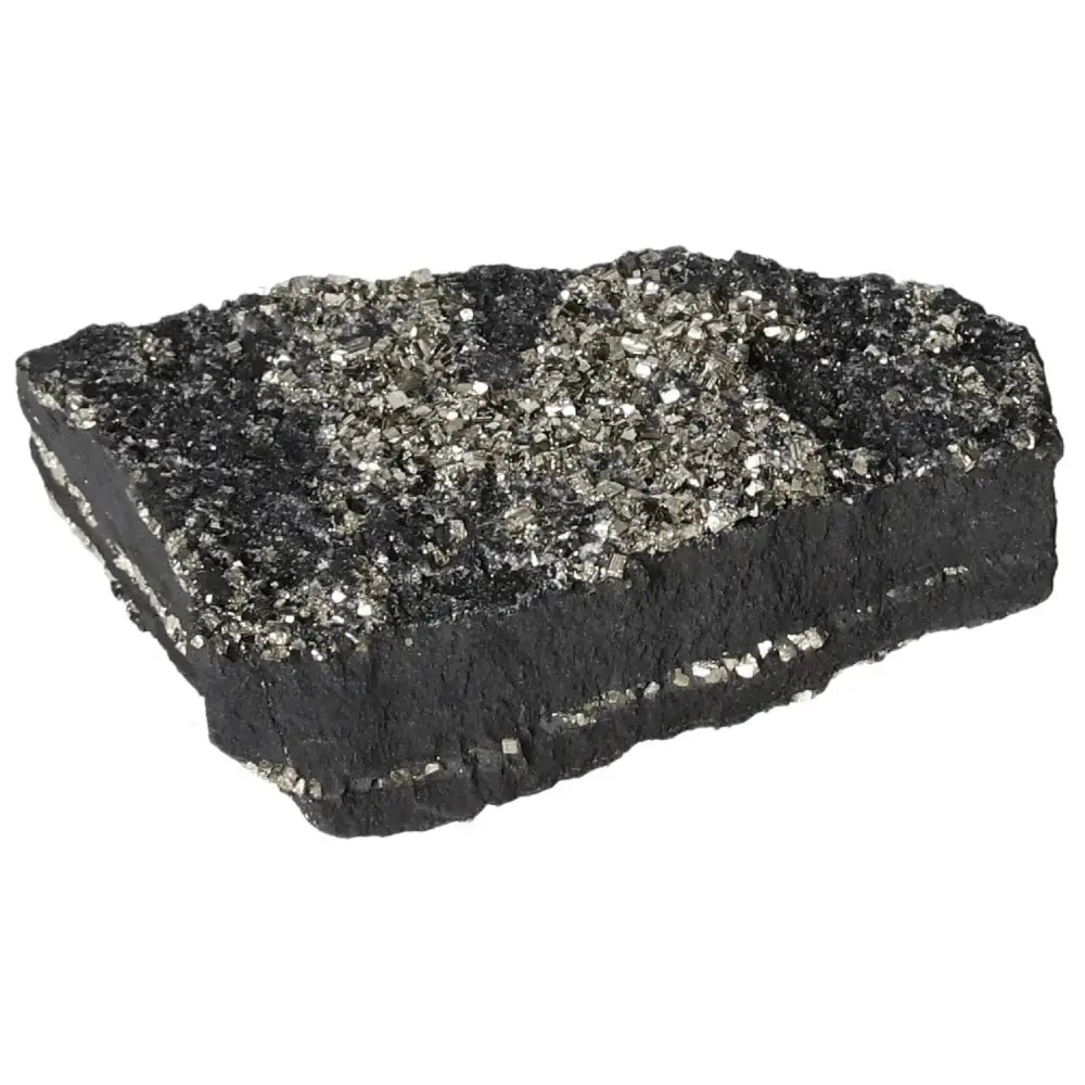 Exquisite Pyrite With Basalt crystal showcasing shimmering gold hues, ideal for enhancing creativity and luxury in spiritual spaces.