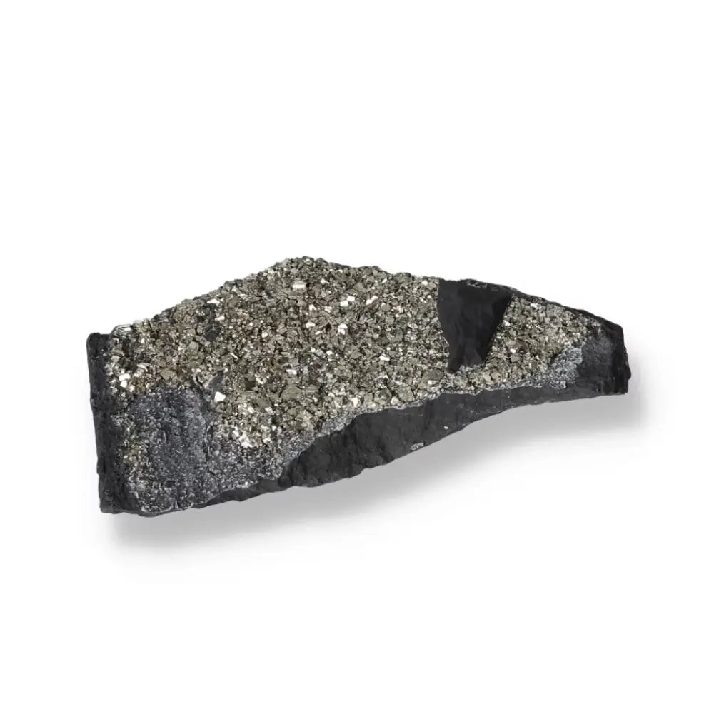 Pyrite with Basalt crystal piece from Sylvia Crystals, known for promoting independence and creativity.