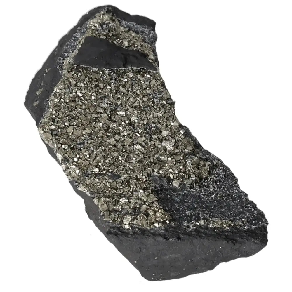 Pyrite with Basalt crystal from Sylvia Crystals collection emphasizing independence and creativity.