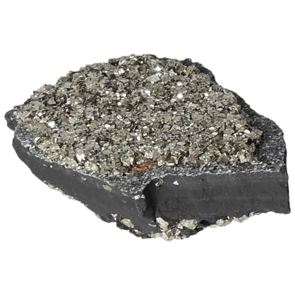 Exquisite pyrite with basalt crystal, a premium combination by Sylvia Crystals, known for its transformative and empowering properties.