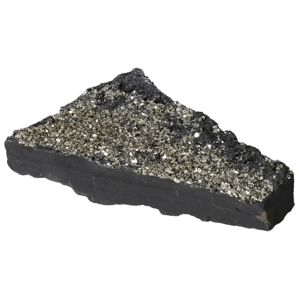 Pyrite With Basalt crystal from Sylvia Crystals, combining creativity-boosting pyrite and grounding basalt for mental independence.