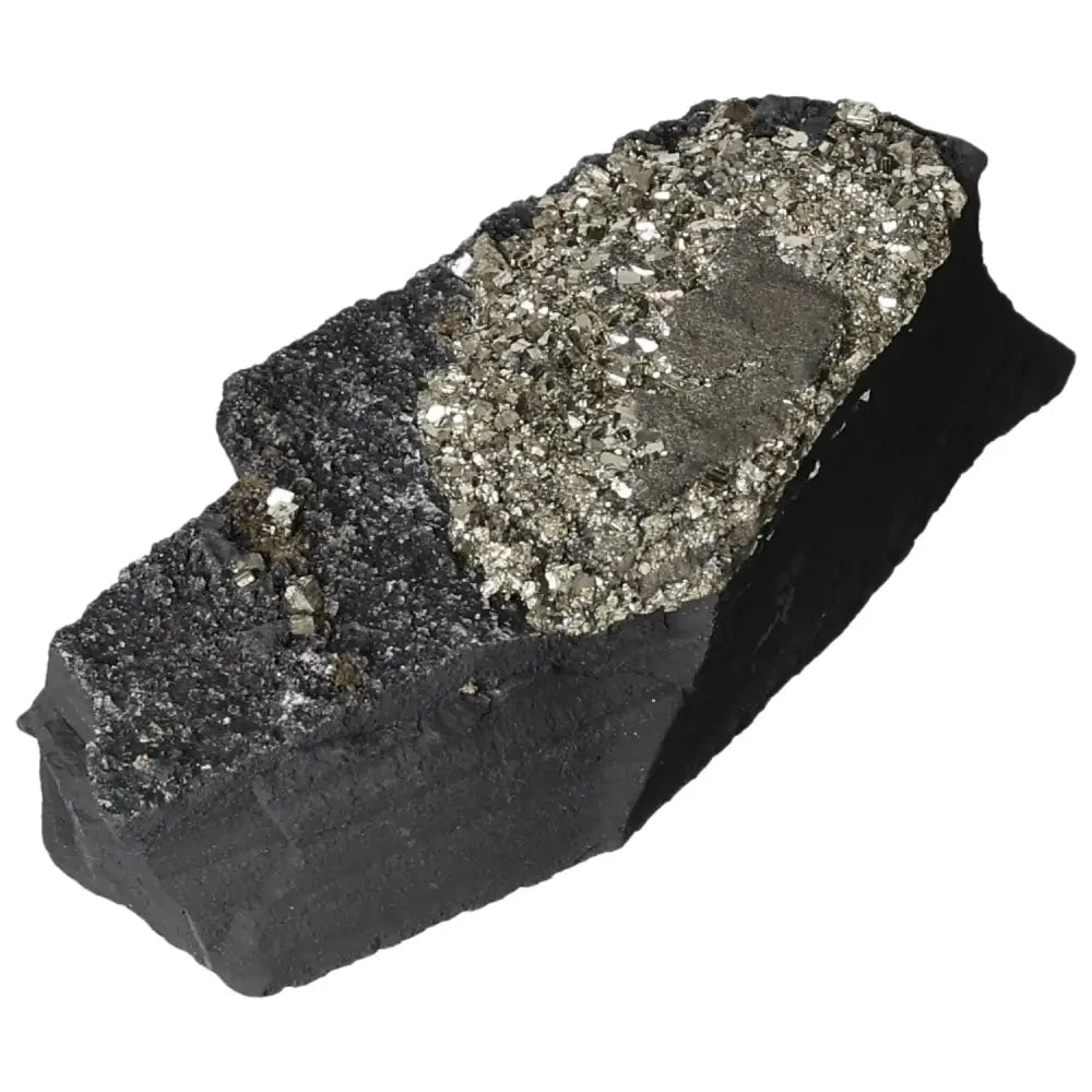 Pyrite with Basalt crystal, showcasing the motivational and grounding properties of Sylvia Crystals' premium handpicked collection.