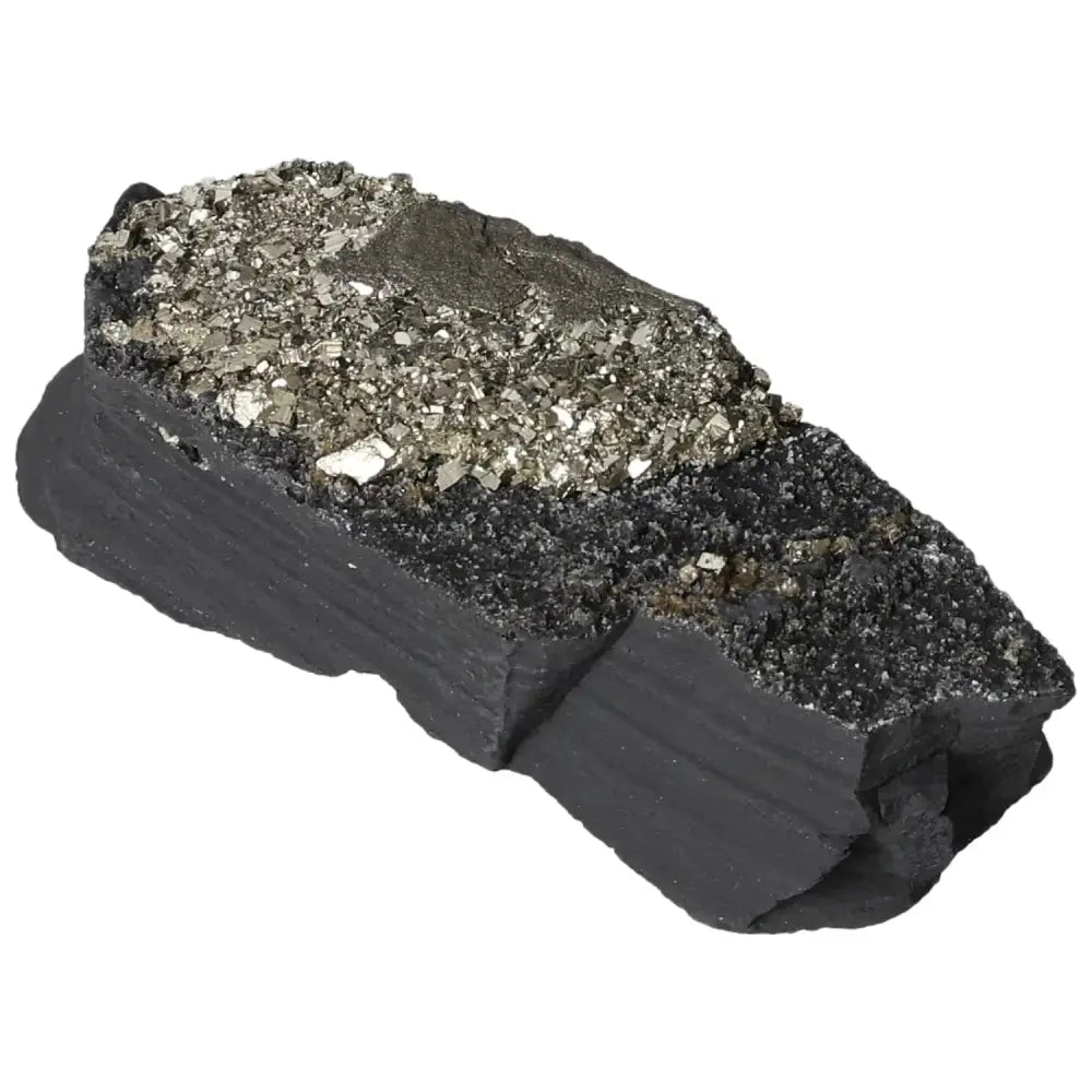 Pyrite With Basalt crystal for motivation and grounding from Sylvia Crystals, showcasing its unique texture and spiritual properties.