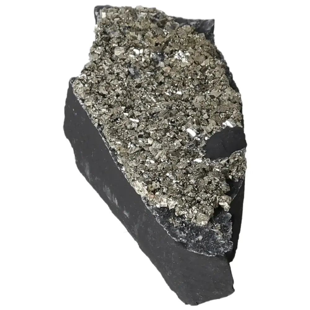 "Exquisite Pyrite With Basalt showcasing golden pyrite crystals on dark basalt, a premium Sylvia Crystals product."