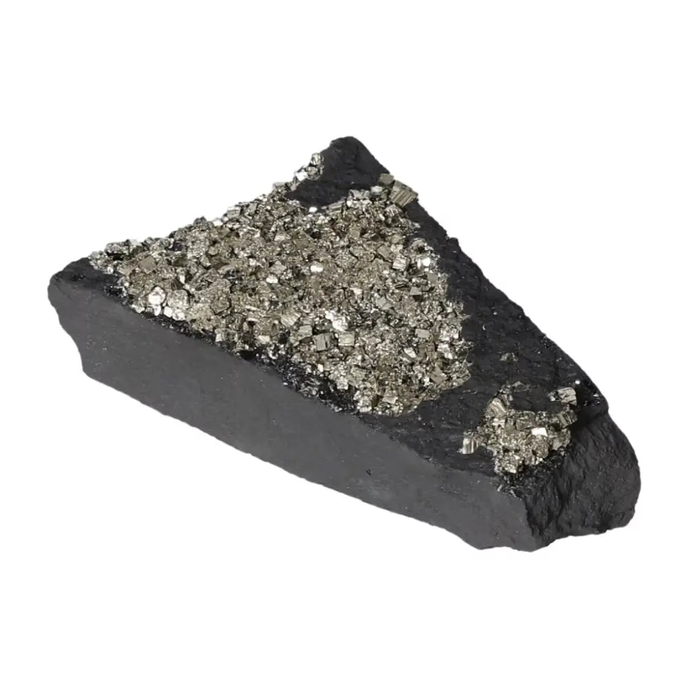 Pyrite with Basalt crystal from Sylvia Crystals, known for boosting confidence and creativity.