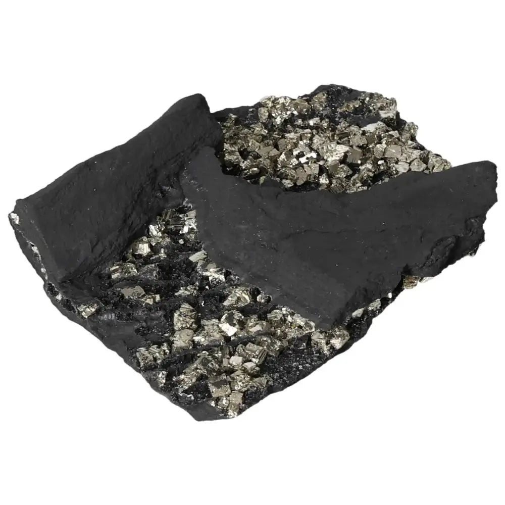 Pyrite with Basalt gemstone by Sylvia Crystals, showcasing its natural beauty and elegance, ideal for personal growth and mental fortitude.