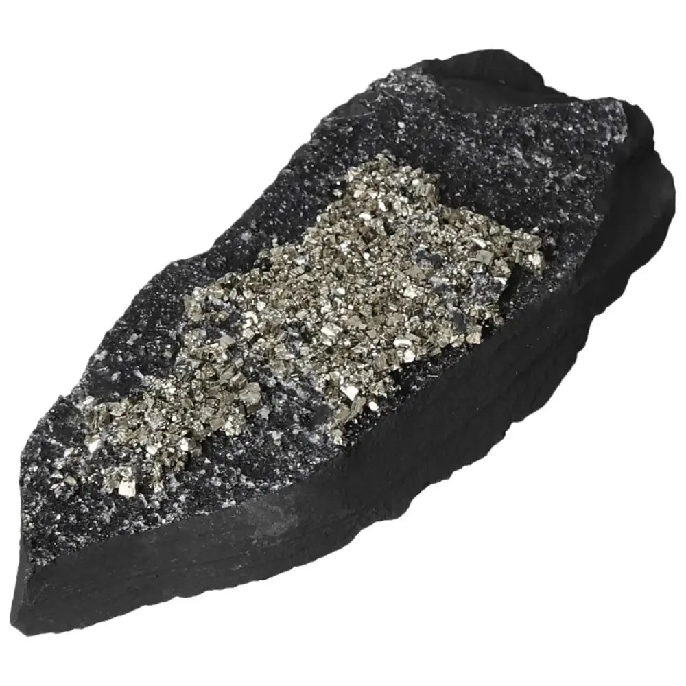 Pyrite with basalt crystal from Sylvia Crystals, showcasing a luxurious blend for transformation and empowerment.