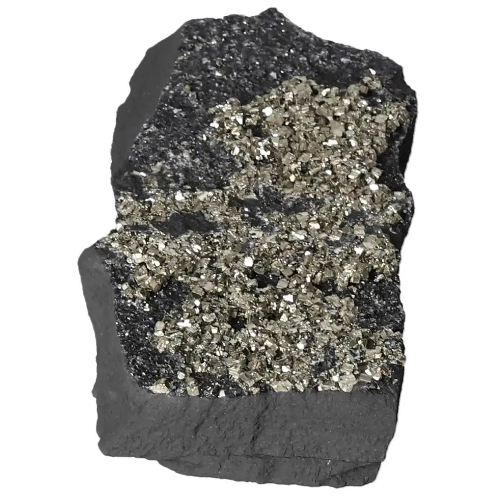 Pyrite With Basalt crystal from Sylvia Crystals, known for enhancing courage and initiative, a visual masterpiece for personal evolution.