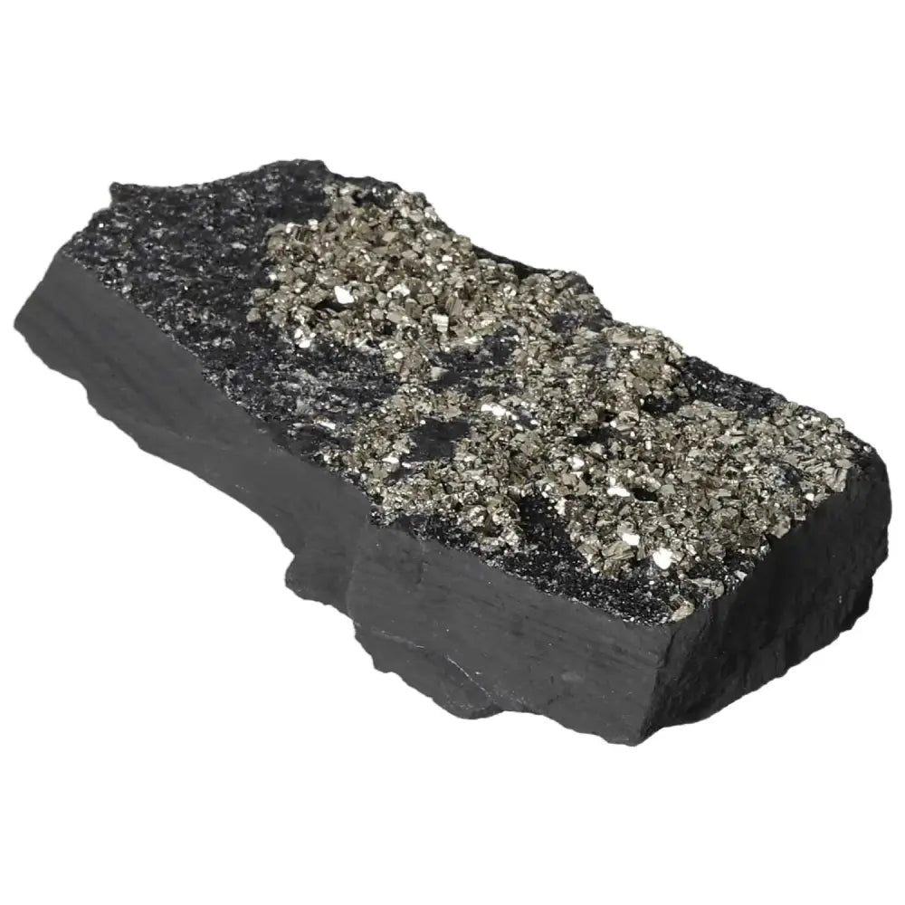 Pyrite with basalt crystal from Sylvia Crystals, enhancing courage and initiative, premium handpicked mineral for personal evolution.