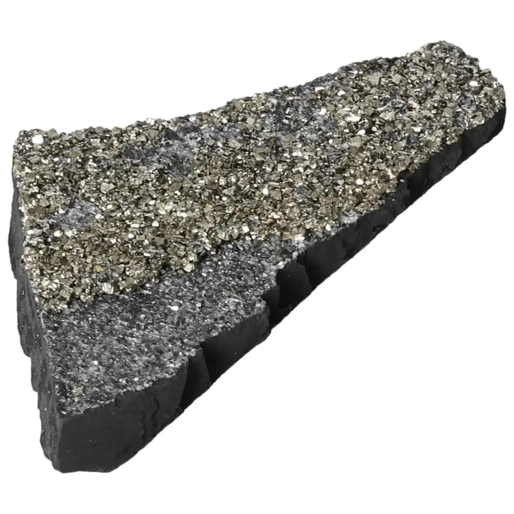 Pyrite with Basalt crystal featuring golden sheen and rich texture, promoting independence and confidence from Sylvia Crystals.