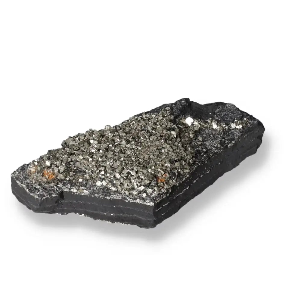 Pyrite With Basalt crystal from Sylvia Crystals, symbolizing transformation and empowerment, enhancing mental and material strength.
