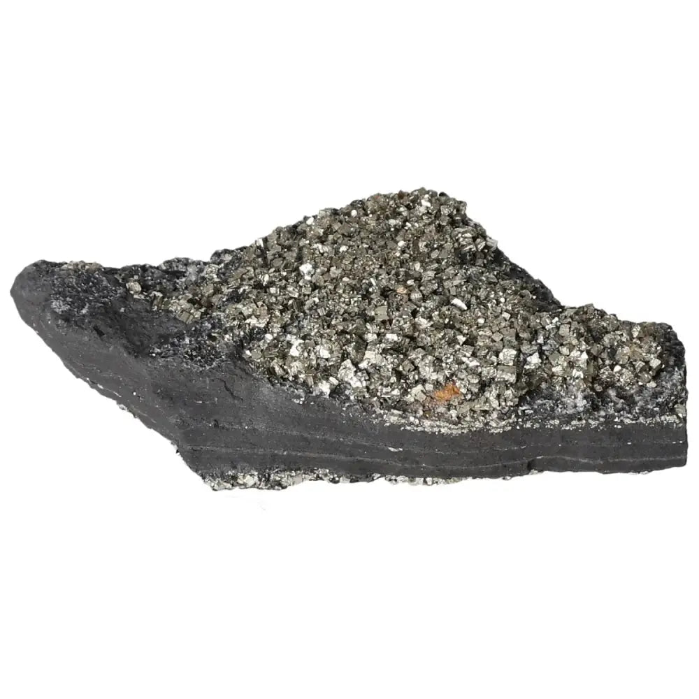 Exquisite Pyrite and Basalt crystal, symbolizing luxury and empowerment, perfect for spiritual and personal transformation.