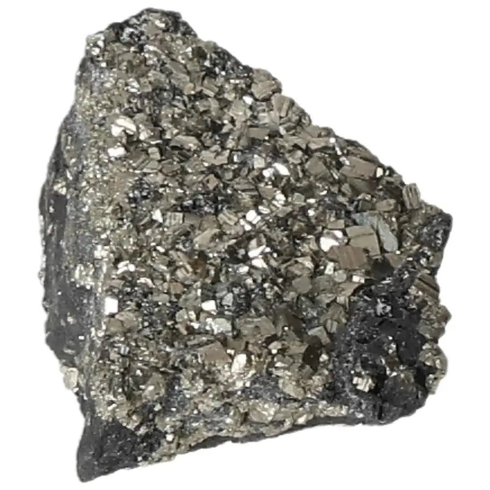 Pyrite with Basalt crystal from Sylvia Crystals, inspiring independence, courage, and abundance with radiant metallic luster.