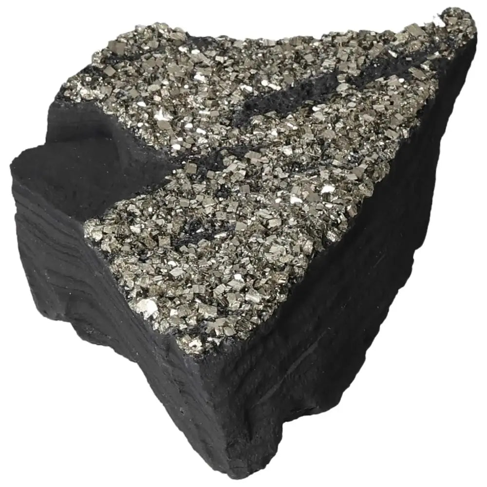 Shimmering Pyrite with Basalt crystal stone, enhances creativity and independence from Sylvia Crystals.