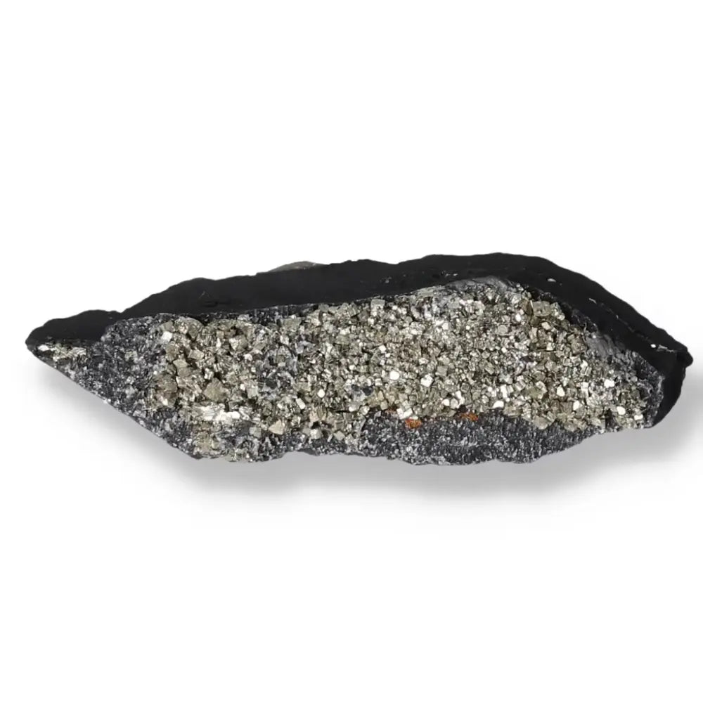 "Sylvia Crystals Pyrite With Basalt stone, showcasing luxurious spiritual and material harmony"