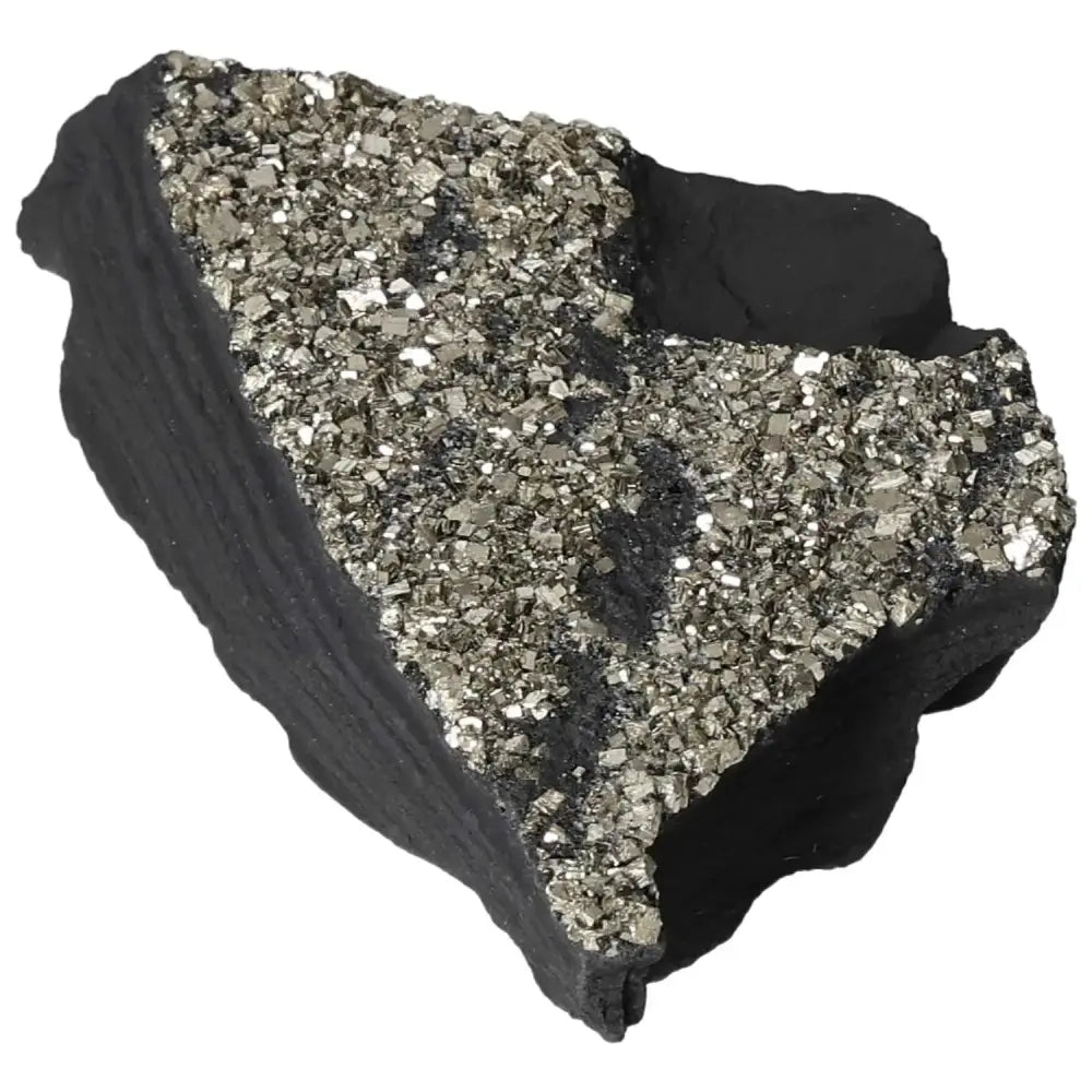 Pyrite with Basalt crystal stone enhancing creativity and independence, a Sylvia Crystals premium product for personal transformation.