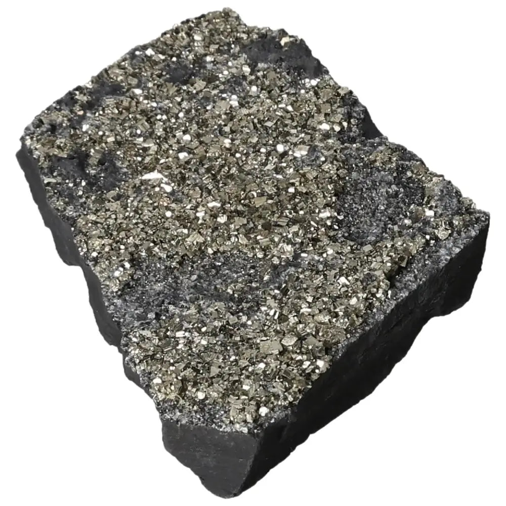Pyrite with Basalt crystal from Sylvia Crystals, showcasing metallic Pyrite on dark Basalt, symbolizing transformation and grounding.