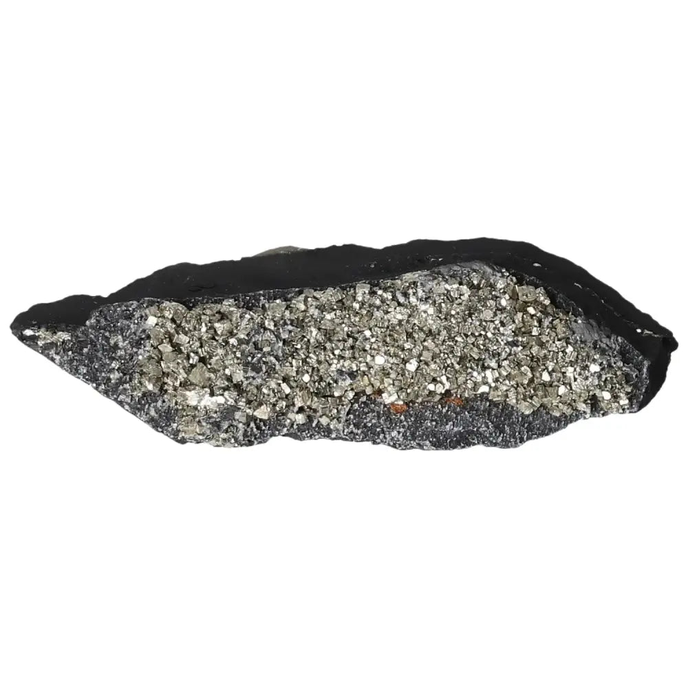Pyrite with Basalt crystal from Sylvia Crystals, showcasing a blend of metallic and stone textures for spiritual and material growth.