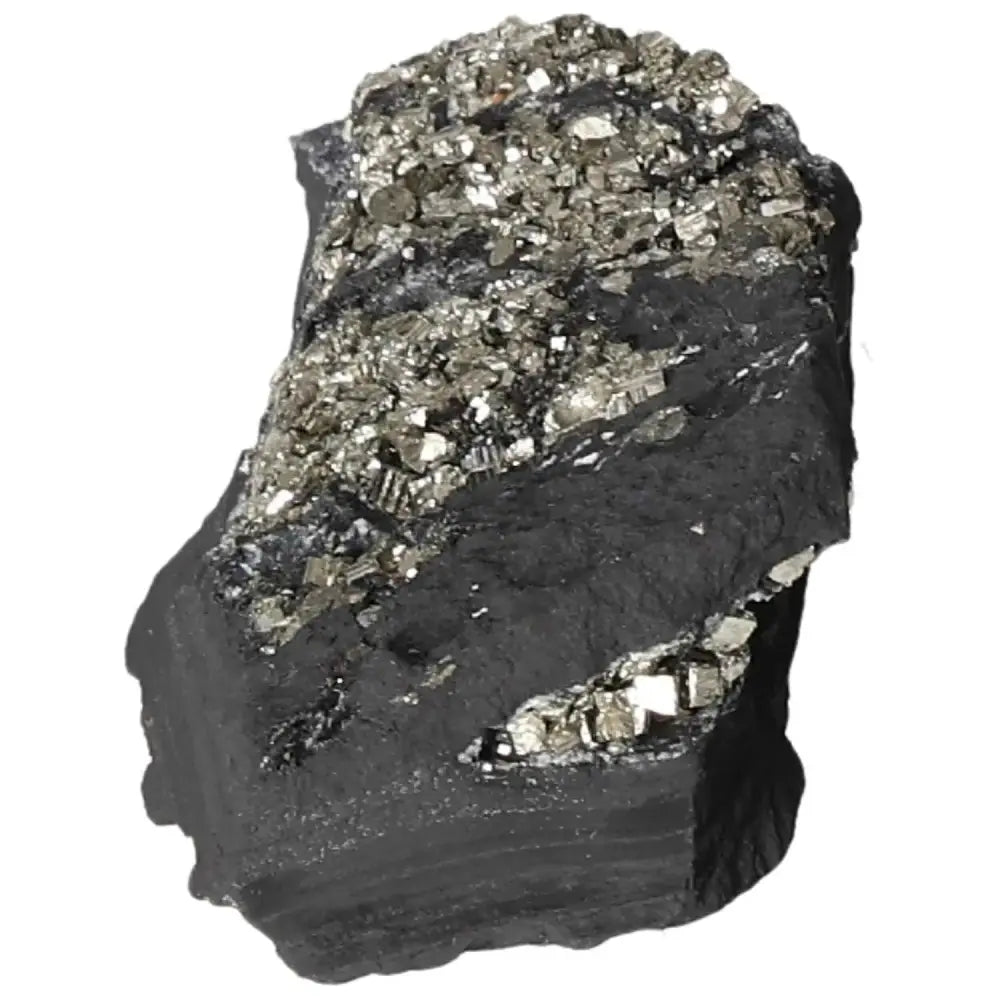 Premium Pyrite with Basalt by Sylvia Crystals, showcasing a unique blend of minerals for personal growth and strength.