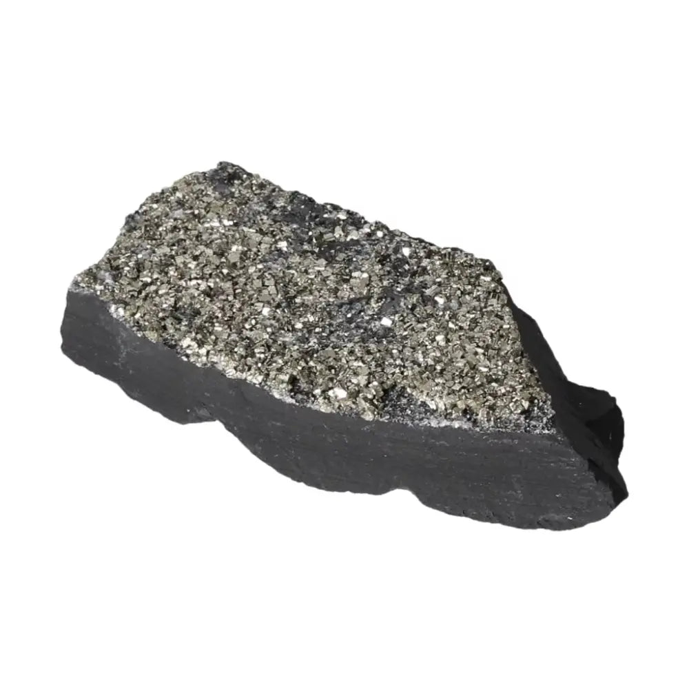 Pyrite with Basalt crystal showcasing its lustrous 'Fool's Gold' appearance, from Sylvia Crystals' premium mineral collection.